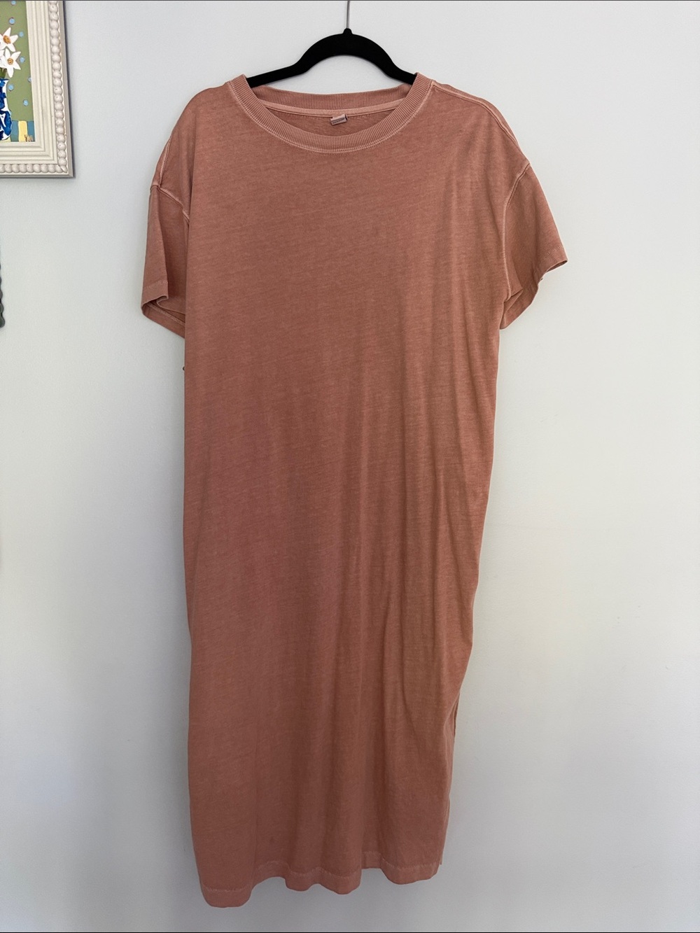 Basic Crewneck T-Shirt Dress in Light Peach